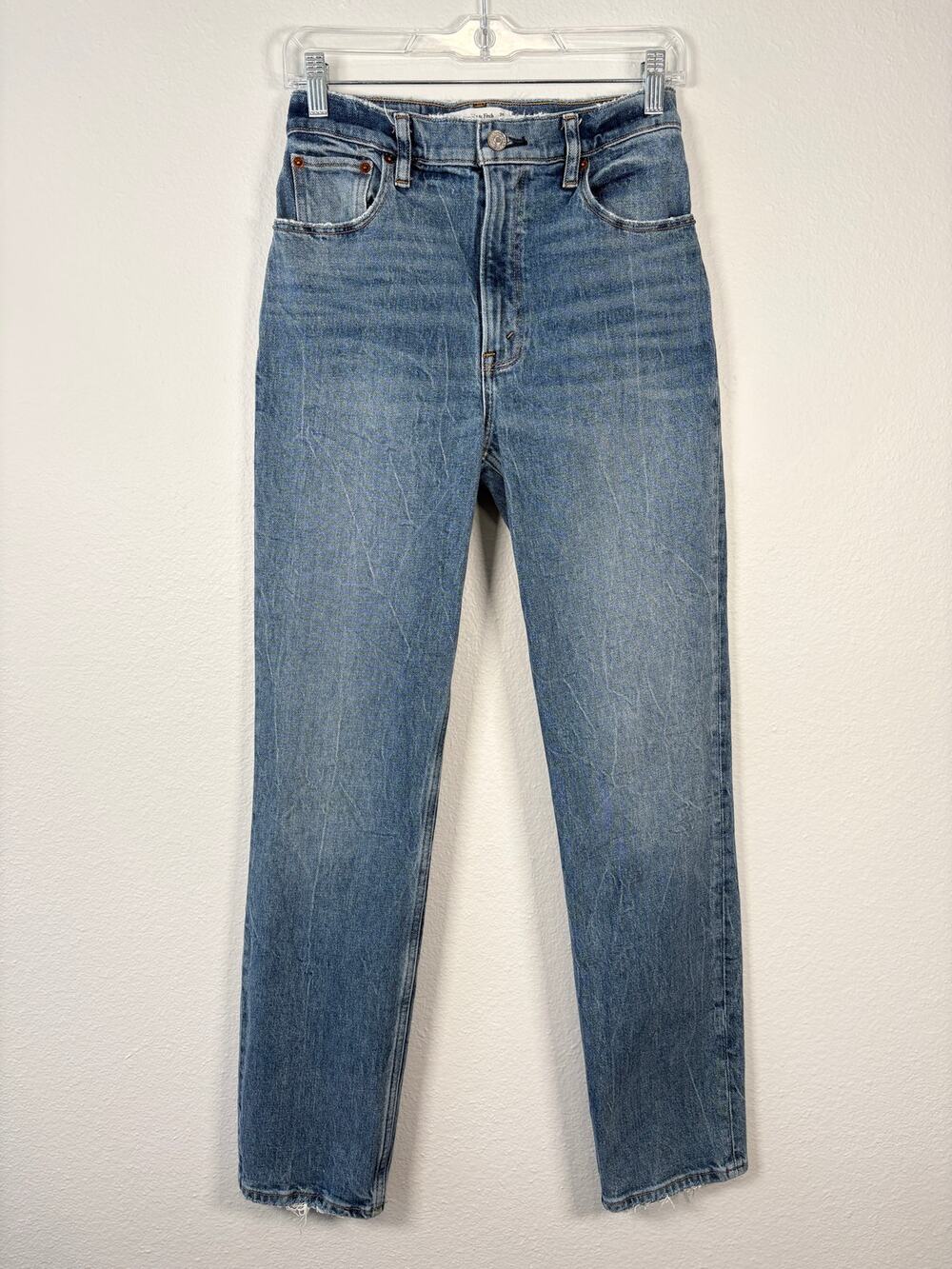 Abercrombie & Fitch Blue Whiskered Worn In 90s Straight Ultra High Rise Jeans